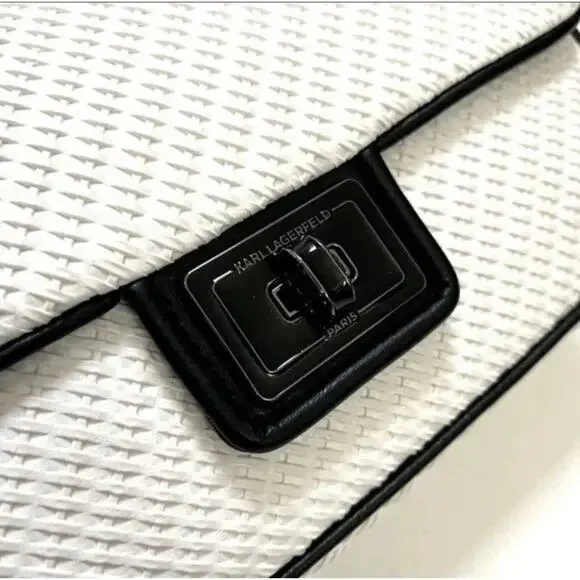 Karl Lagerfeld Purse Paris Agyness Chic Shoulder Bag Purse White Black NWT $650 - Picture 5 of 9